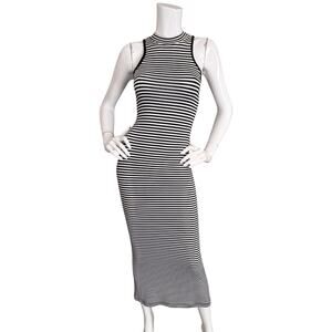 Betsey Johnson Vintage 90's Striped Stretch Jersey Maxi Sleeveless Size P Small